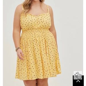 STRAWBERRY YELLOW MINI GAUZE SMOCKED WAIST DRESS